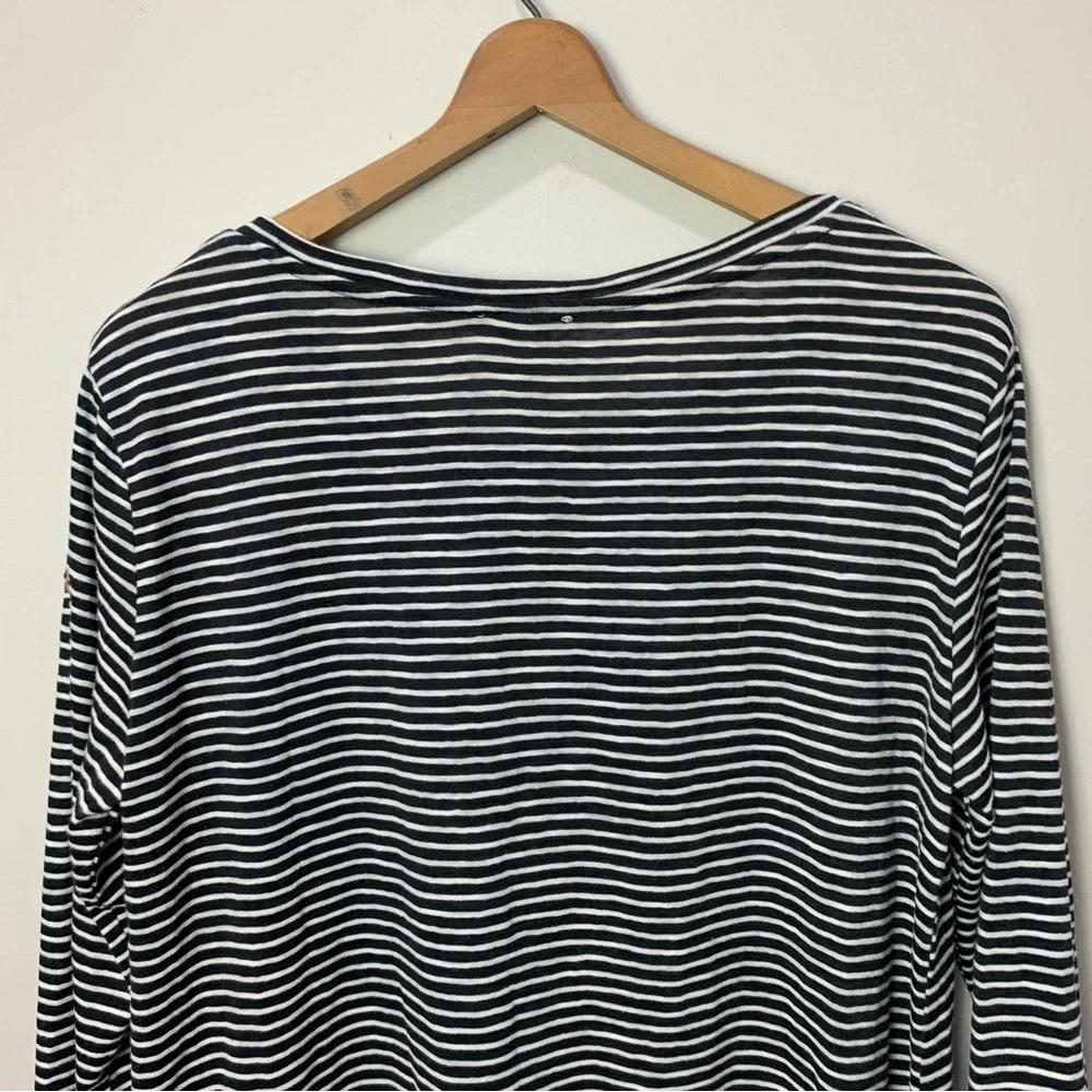 [Umgee] Black & White Striped Embroidered Floral 3/4 Sleeve Dress - Picture 7 of 7